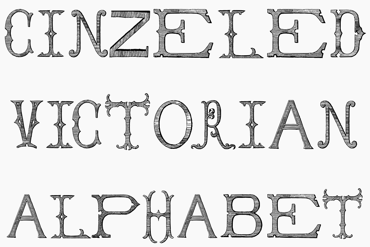 Cinzeled Victorian Alphabet, a Serif Font by Intellecta Design (Photo 1 of 5)