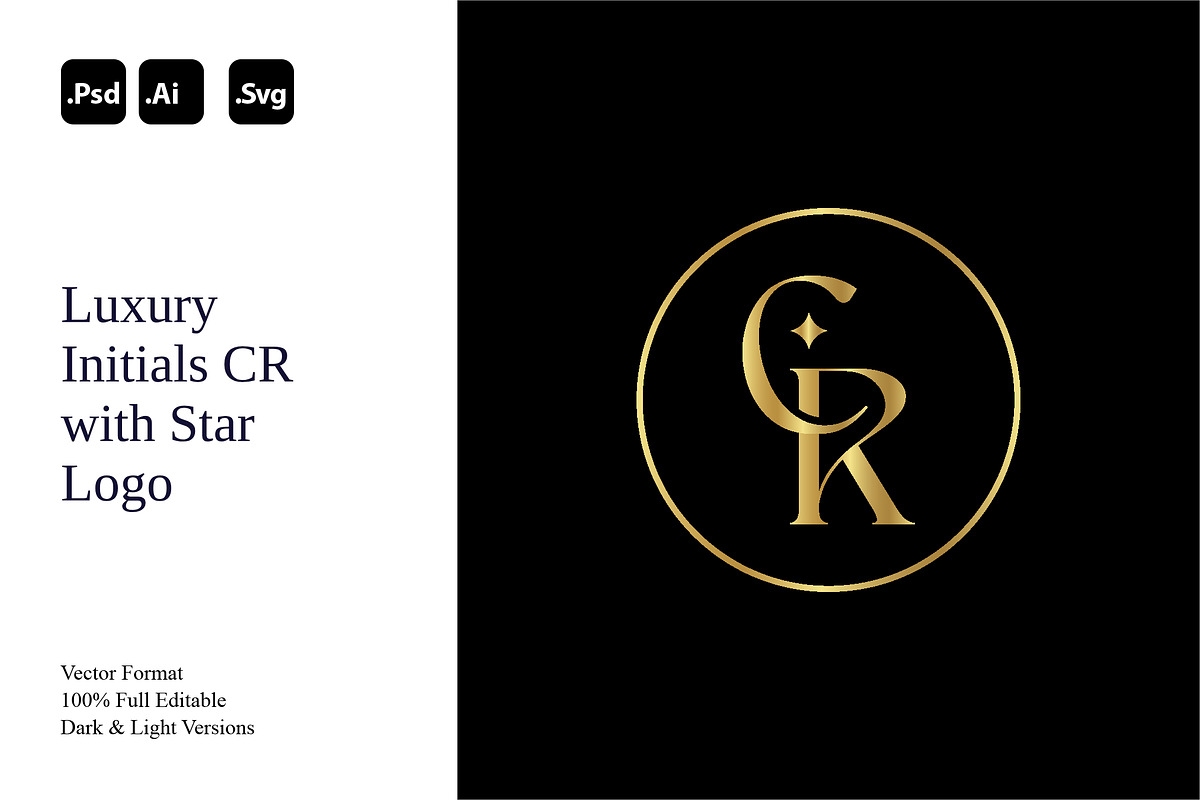 Luxury Initials CR with Star Logo