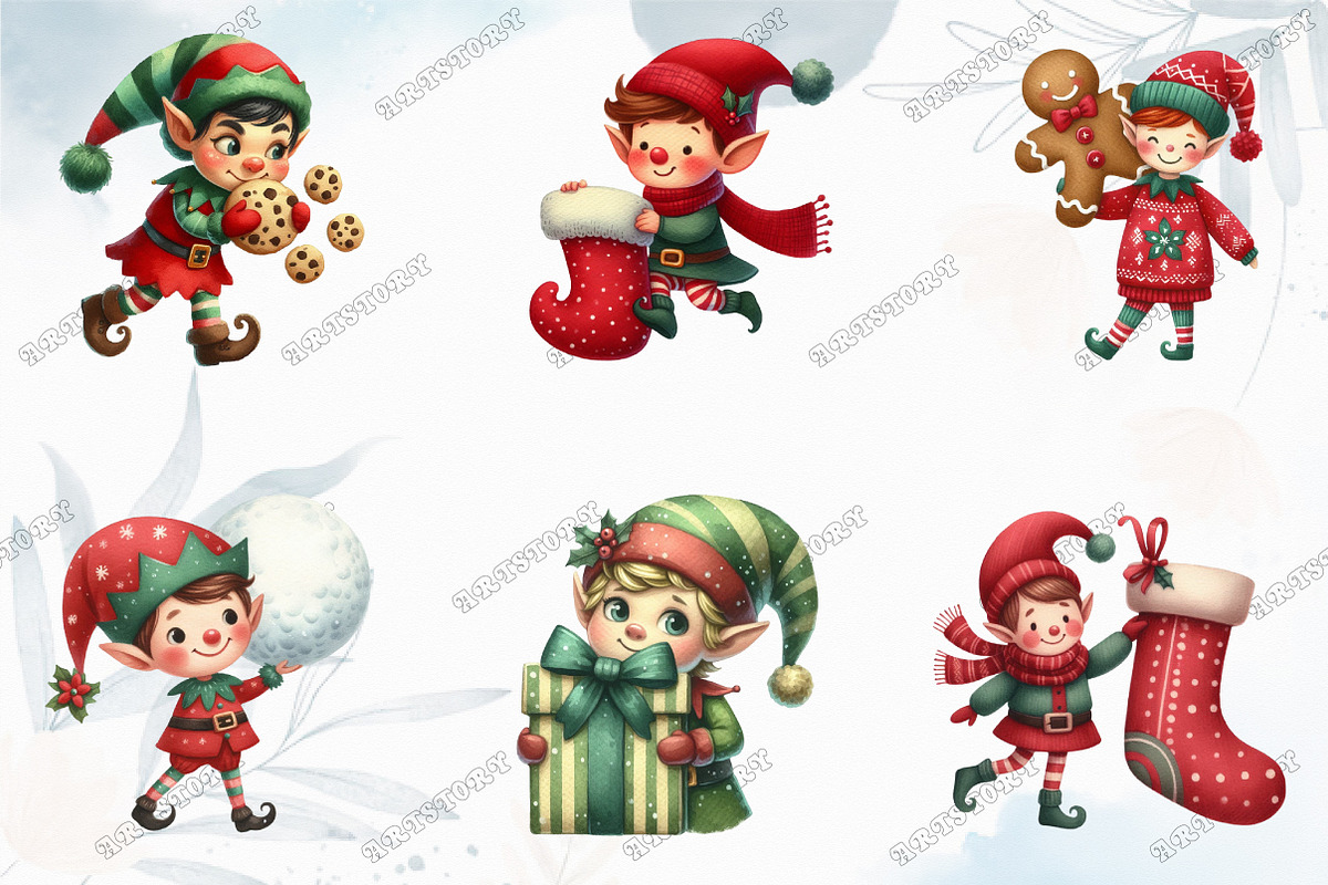 Christmas Funny Elf Clipart, an Illustration by designcity5 (Photo 2 of 5)