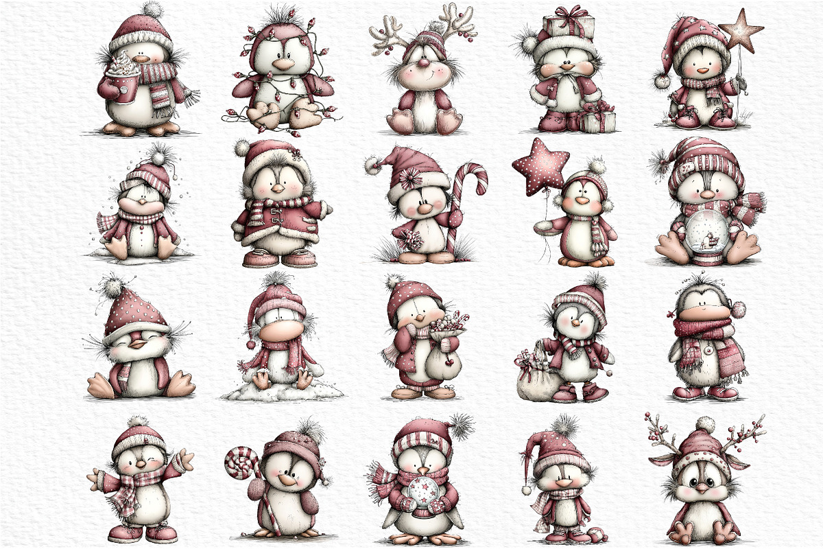 Quirky Christmas Penguin Clipart, an Illustration by Craft Nest (Photo 6 of 6)