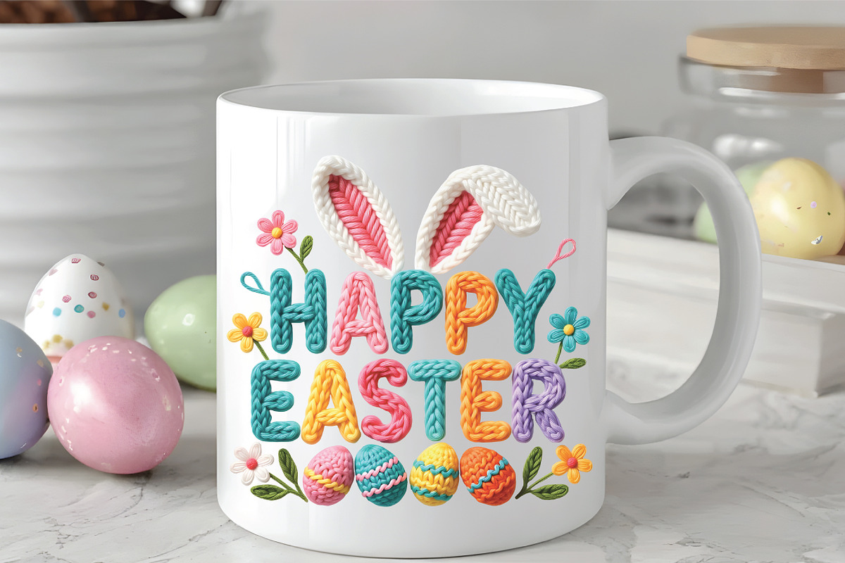 Faux Yarn Easter Bunny Png, an Illustration by CraftArtStudio (Photo 2 of 4)
