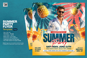 Summer Party Flyer Template, a Flyer Template by Tarommir