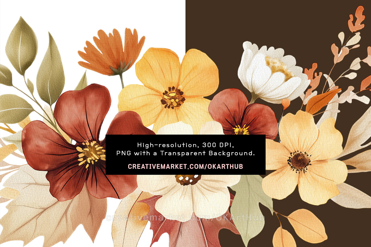 Autumn Pumpkins and Wildflowers, a Decorative Illustration by OKArtHub (Photo 6 of 6)