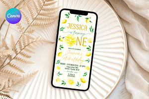 Sweet One Lemon Phone Invitation