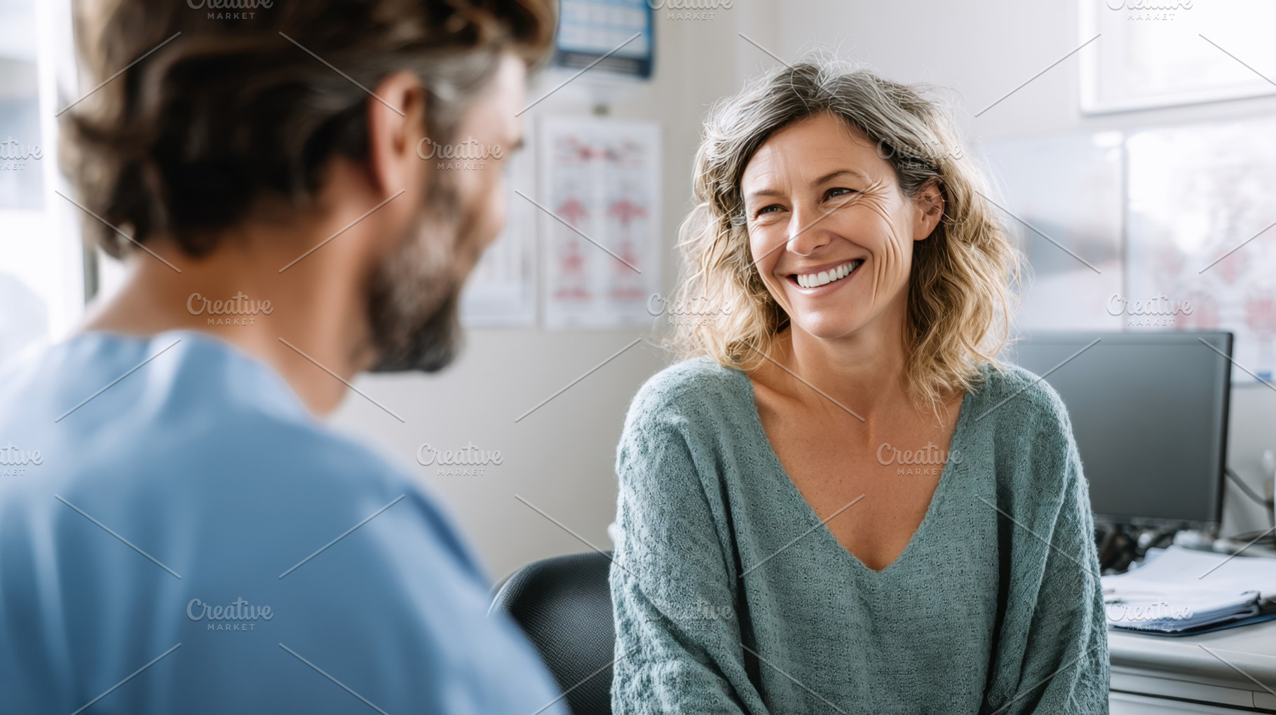 Patient smiles in clinic, a Photo by Beautiful things