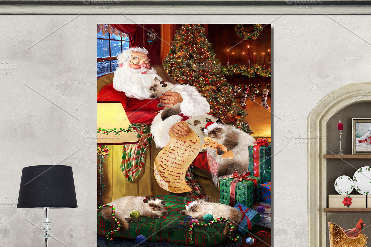 Christmas Santa Himalayan Cat Art, an Animal Illustration by Art Paradise Studios (Photo 2 of 3)