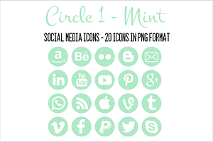 Social Media Icons - Mint