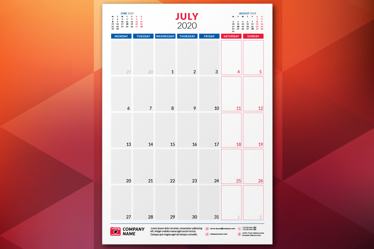 Monthly Planner 2020, a Stationery Template by AntartStock (Photo 4 of 6)