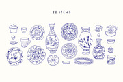 Vintage China Tableware Collection, a Decorative Illustration by Kristina Chistiakova (Thumbnail 2 of 3)