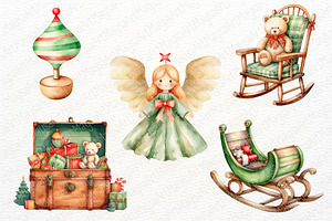 Christmas Toy Watercolor Clipart