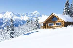 Cozy log cabin in snowy mountain, a Nature Photo by Lermont51