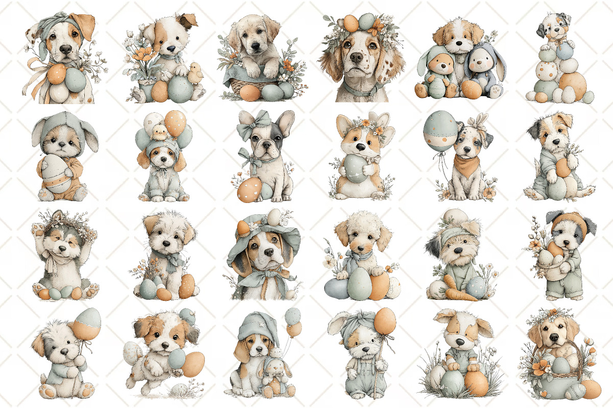 Whimsical Easter Dog Clipart, an Illustration by Black Bird Studio (Photo 2 of 5)