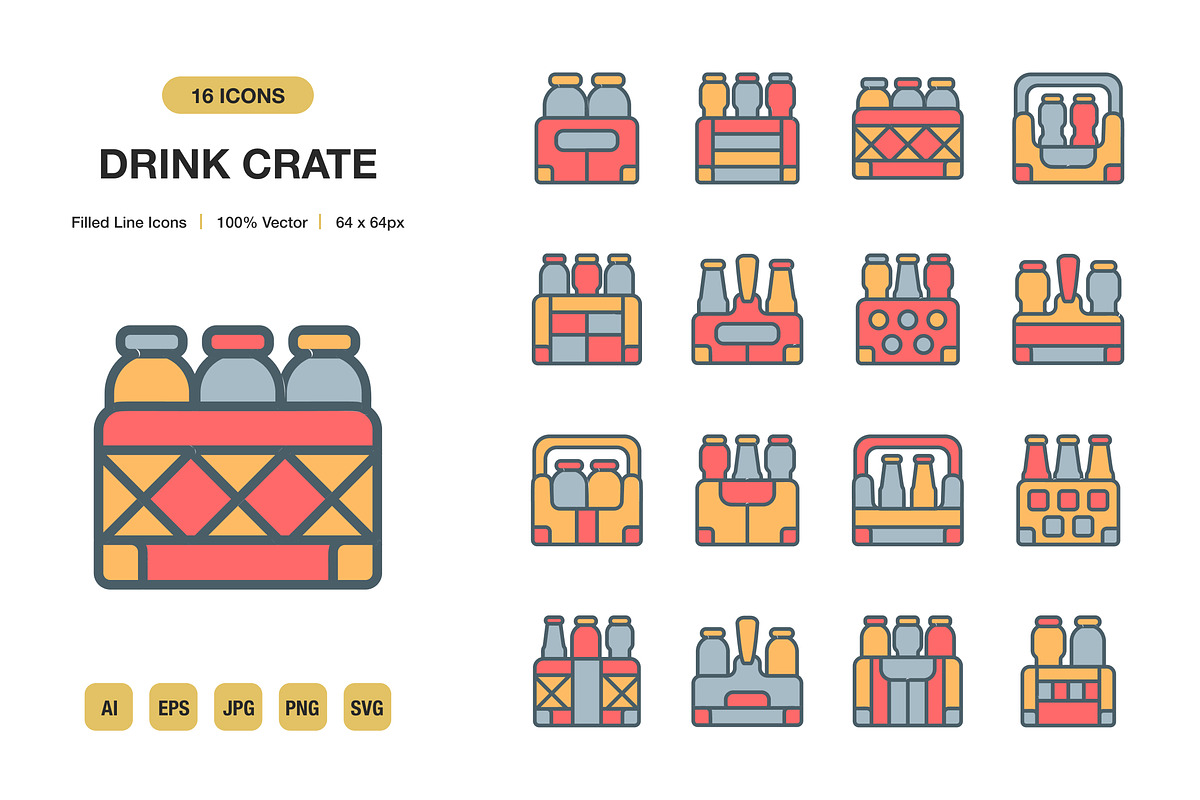 Drink Crate Color Icons, an Icon by Spacepixel Creative