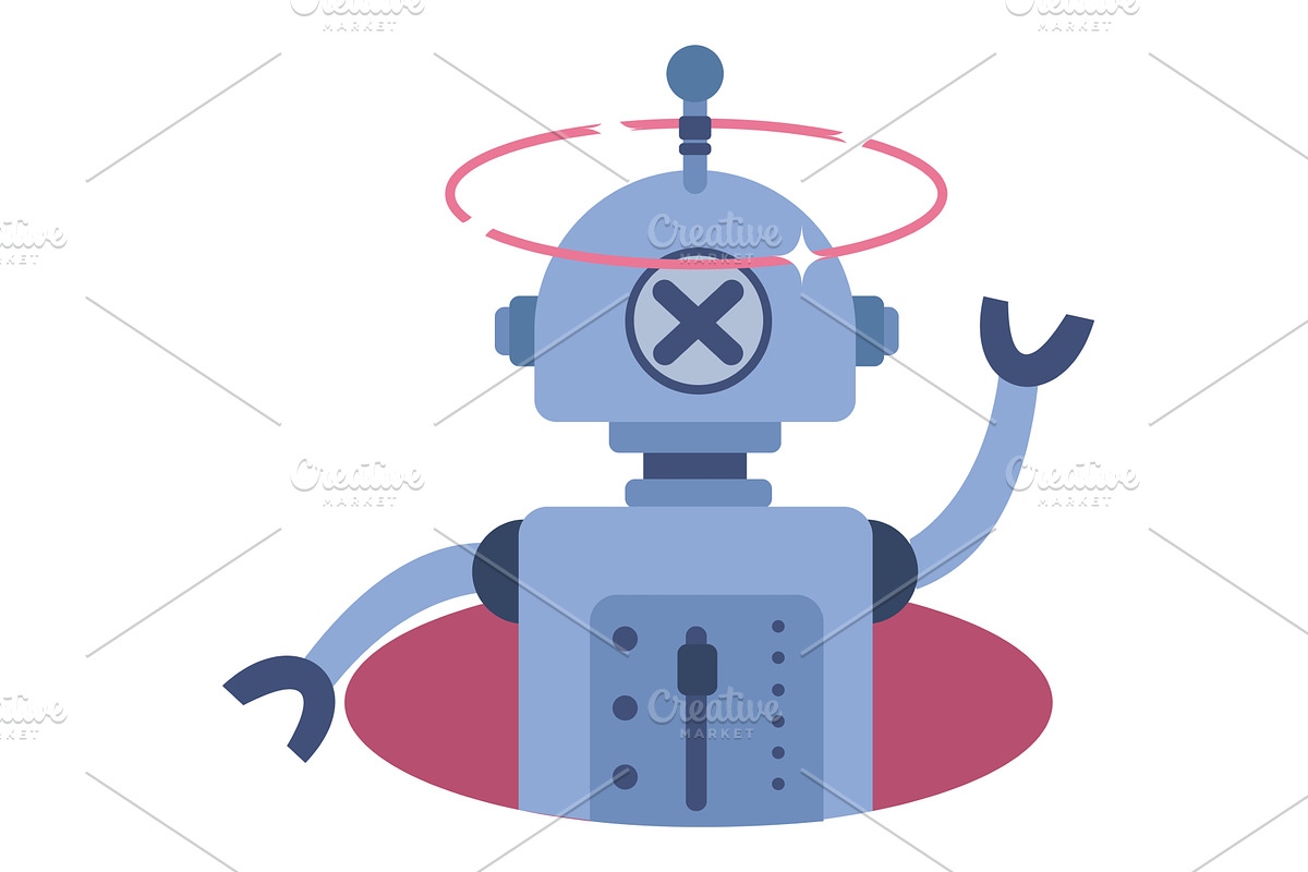 Robot error icon broken page vector, a Technology Illustration by vectorpointstudio