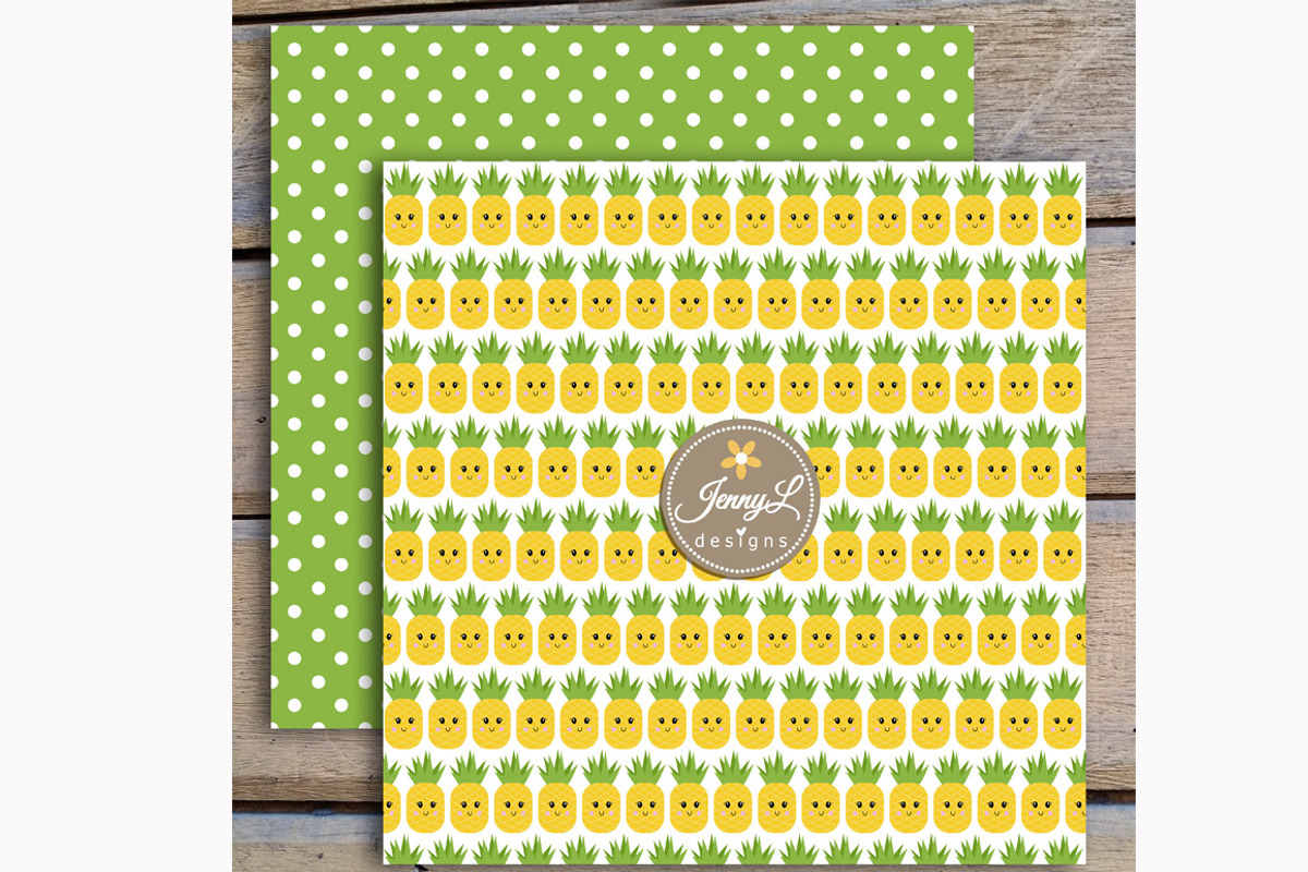 Kawaii Pineapples Digital Paper, a Pattern Graphic by JennyL Designs (Photo 3 of 5)
