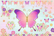Butterflies and Flowers Gold Glitter, an Illustration by Mia's Graphic Design (Thumbnail 4 of 11)