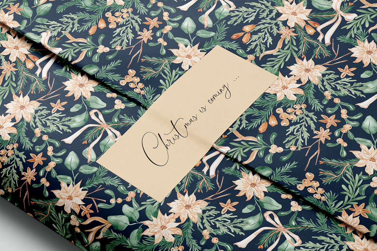 Festive Christmas Botanical Pattern, a Pattern Graphic by SirenaArt (Photo 2 of 15)