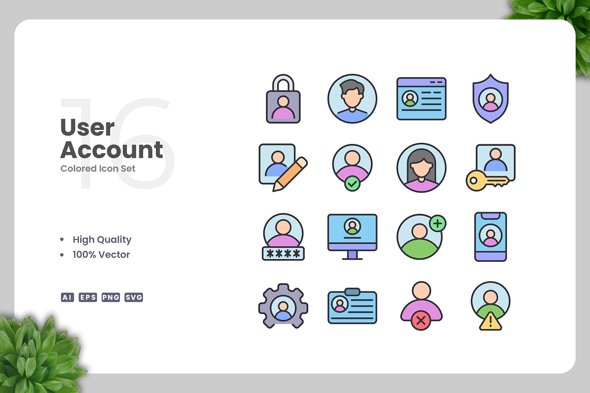User Account Colored Icons, an Icon by Upnowgraphic