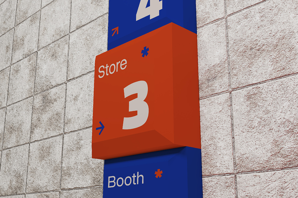 Wall Mounted Directional Sign Mockup, an Advertising Mockup by herutage (Photo 4 of 5)