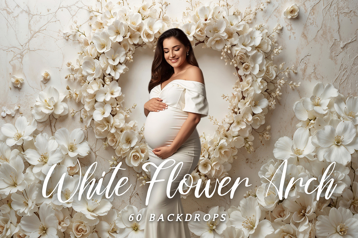 White Flower Arch Backdrops, a Background Graphic by DreamyOverlay (Photo 1 of 5)