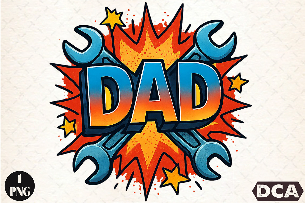 DAD Comic Style Sublimation PNG, an Illustration by DreamCafeArt (Photo 1 of 7)