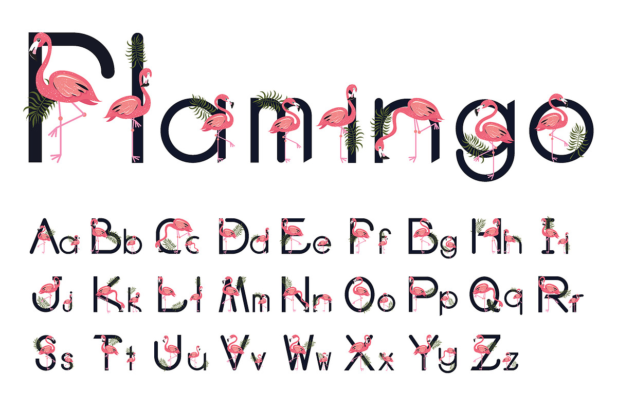 Flamingo Tropical Bird Letter Vector, a Symbol Font by Noree (Photo 1 of 3)