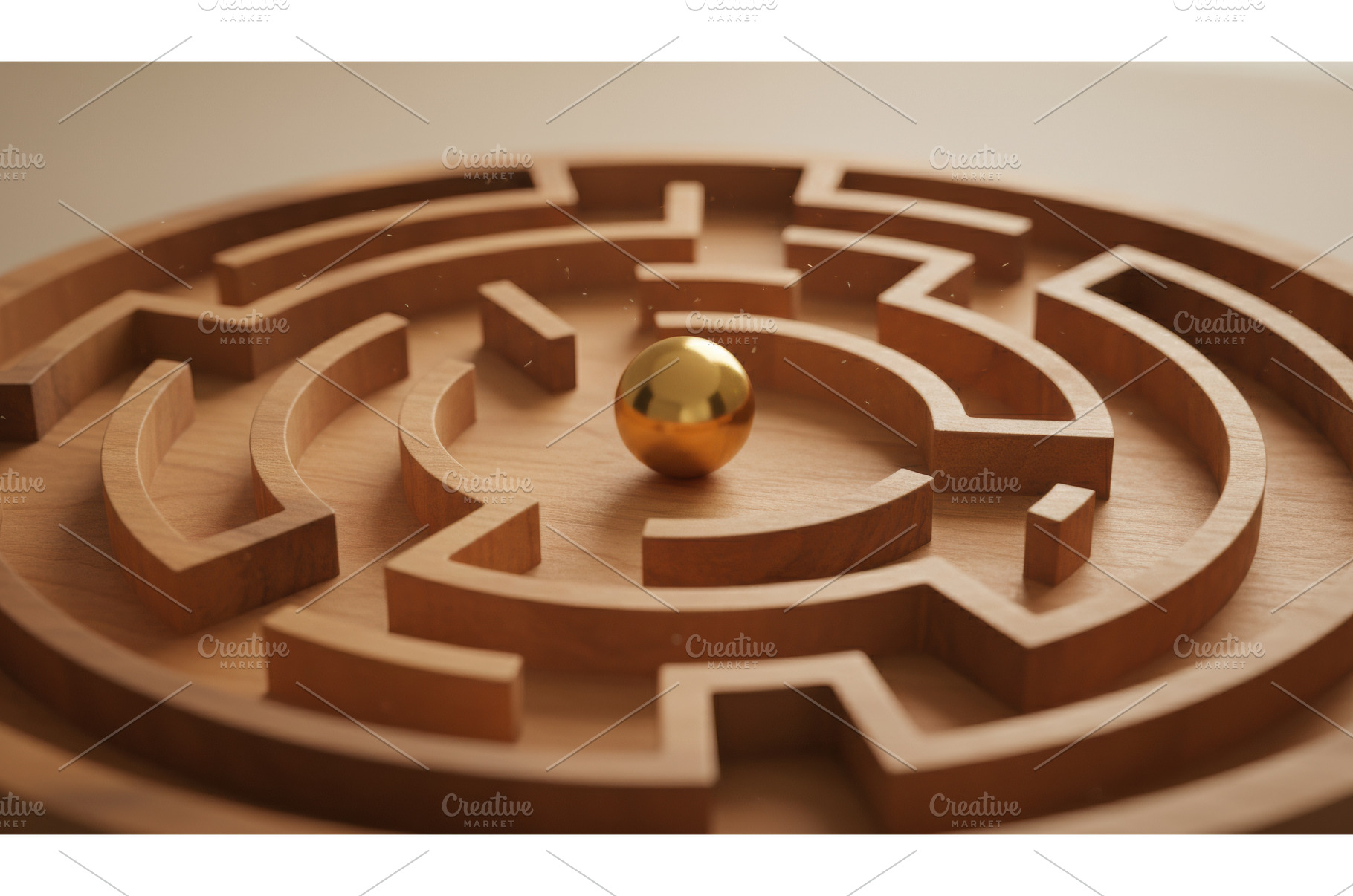 Gold sphere positioned near center, an Abstract Photo by Igor Tichonow