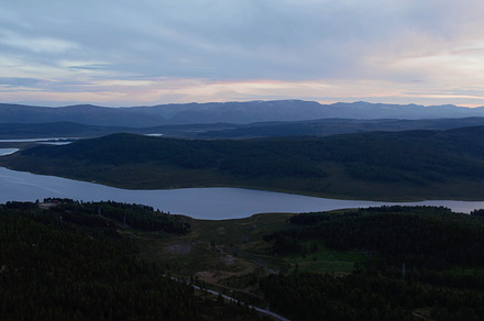 Aerial view on lakes and mountains with dramatic sky in Altai, a Nature Photo by TravelFlow
