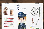 Cute Alphabet Professions. Part 2, an Object Graphic by Kate_Rina (Thumbnail 6 of 17)
