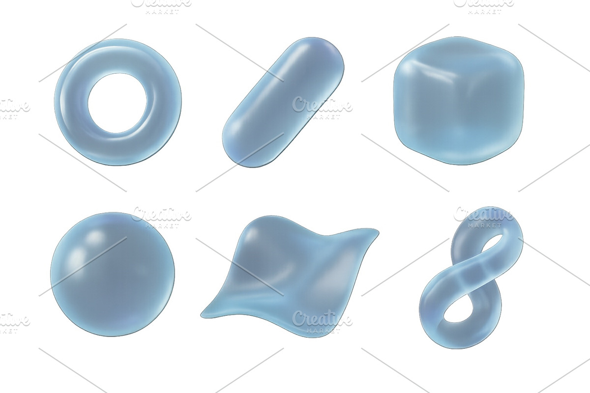 Collection of abstract blue shapes, an Illustration by ZinetroN
