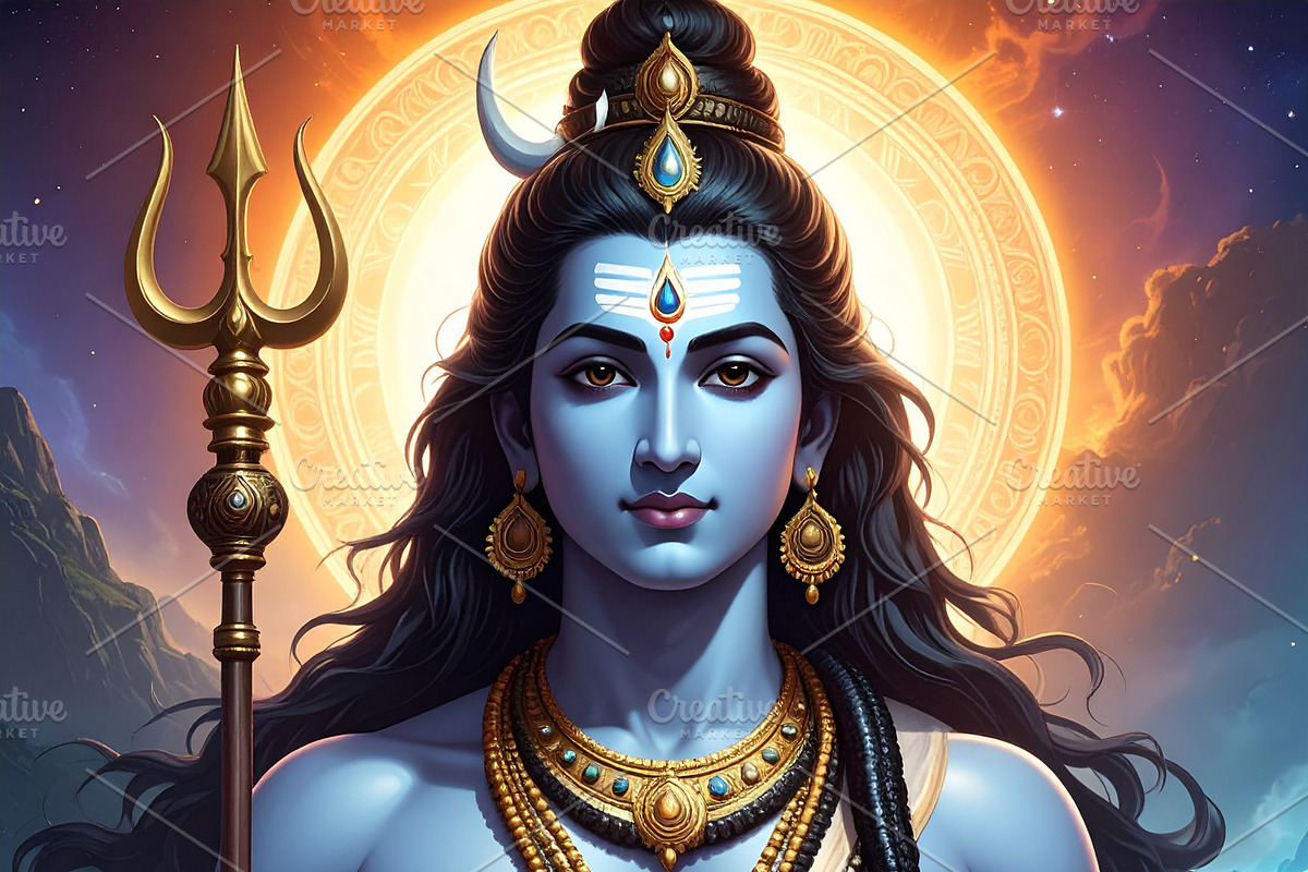 Mystical vision of shiva under night sky, a Person Illustration by DanFLCreativo