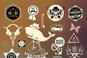 Hipster Label, Icon, Elements Set