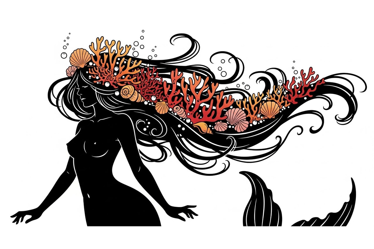 Fantasy Flowing Hair Mermaid Bundle, an Illustration by jahid234 (Photo 19 of 31)