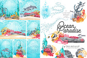 Ocean Paradise - watercolor mermaids, an Animal Illustration by Ekaterina Glazkova (Thumbnail 8 of 14)