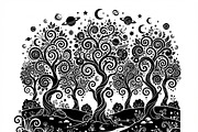 50 Mystical Galaxy Forest Silhouette, a Technology Illustration by Amazin_art (Thumbnail 9 of 34)