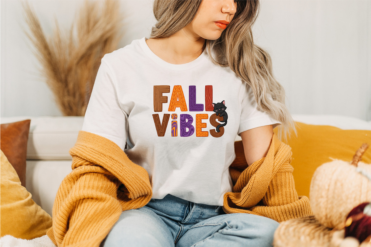Retro Fall Vibes Cat Hippie Autumn, an Illustration by Designking (Photo 3 of 4)