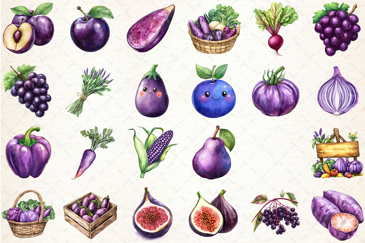 Watercolor Purple Fruit Clipart, an Illustration by Libby Wishes (Photo 2 of 5)