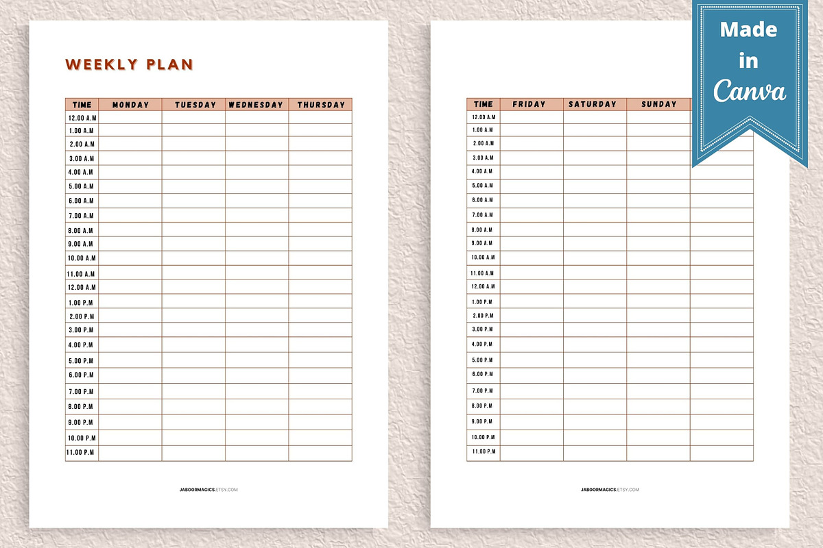 Weekly Planner Template, Canva, a Templates & Theme by Jaboor Magics (Photo 2 of 5)