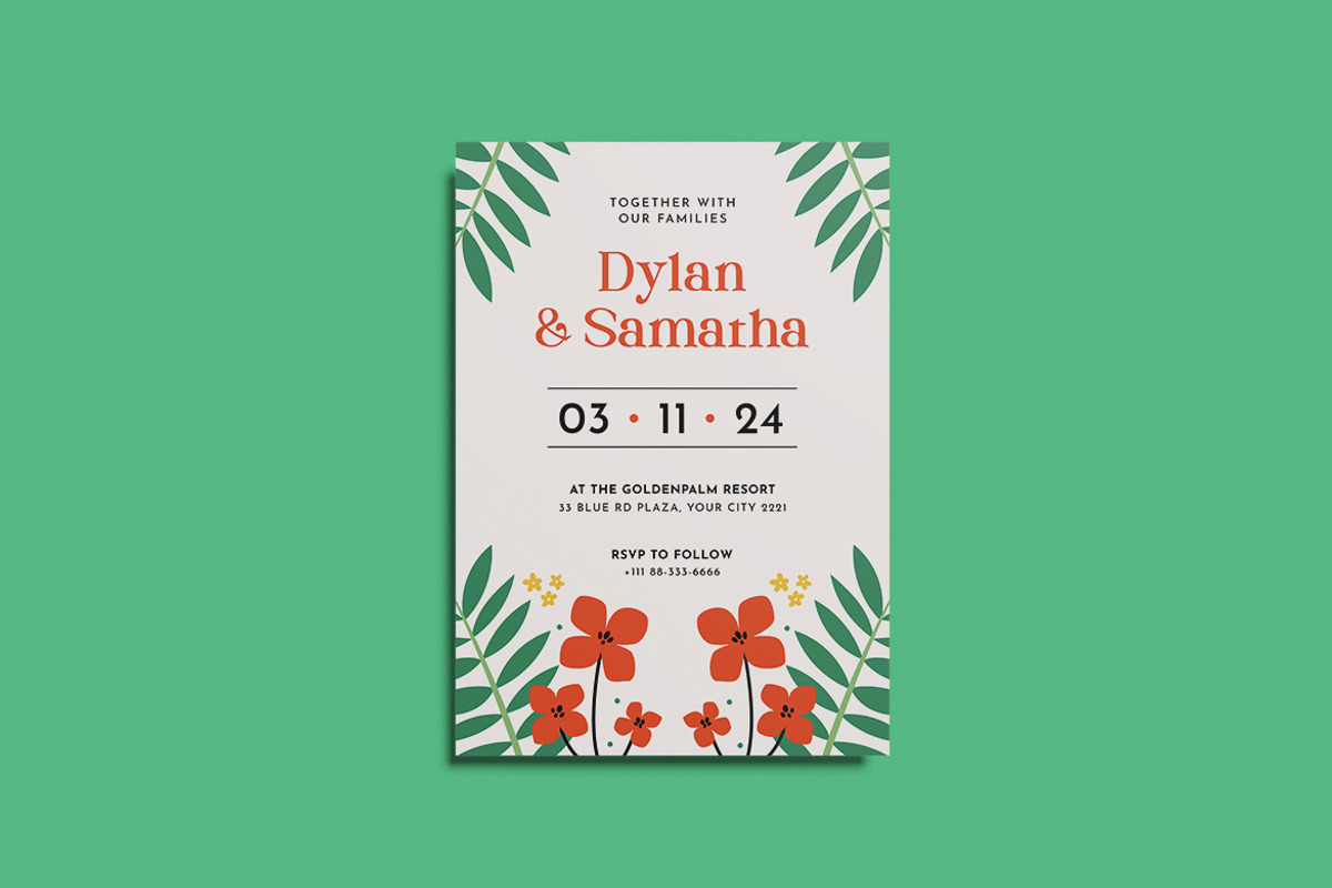 Gremine Floral Wedding Invitation, an Invitation Template by iDoodle Studio (Photo 3 of 4)