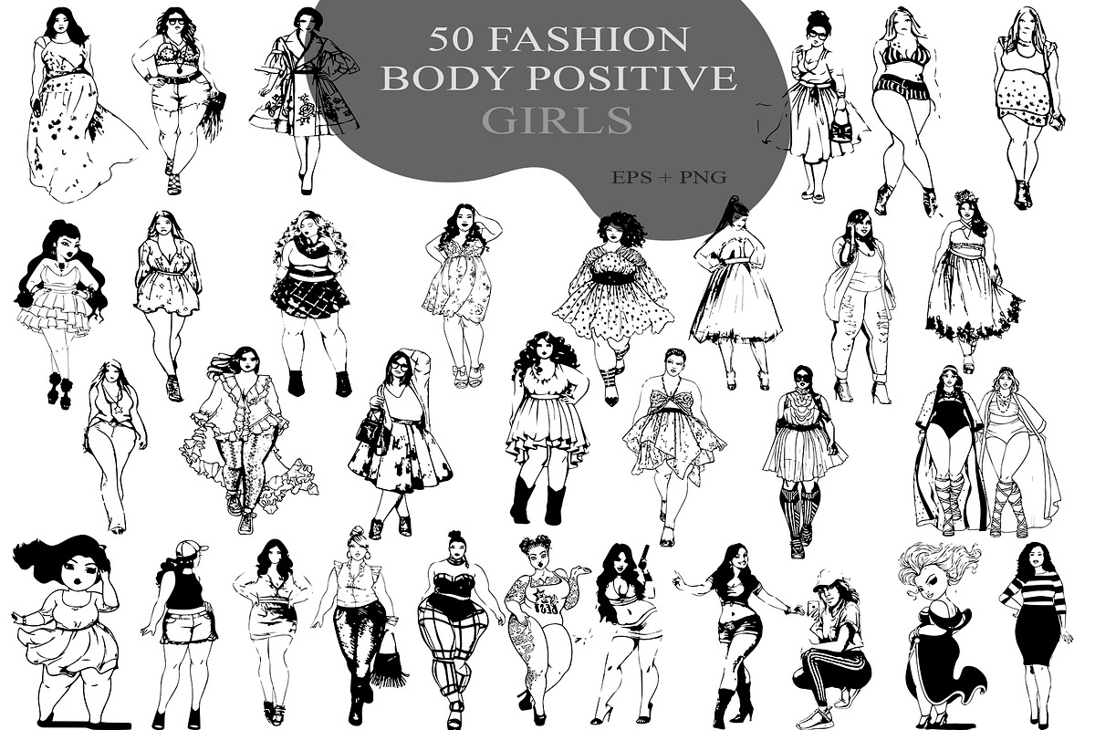 50 fashion body positive girls, a Decorative Illustration by AnastasiyaOleynik (Photo 1 of 6)