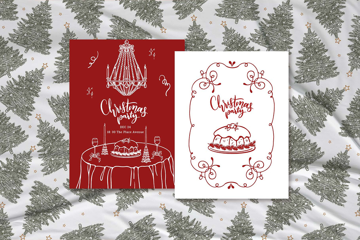 Vintage Christmas Vector Retro Set, a Seasonal Illustration by VerAna (Photo 13 of 18)