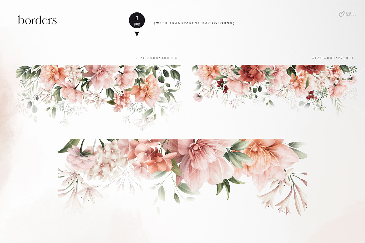 Flowers collection, floral clipart, an Illustration by ollalya (Photo 7 of 14)