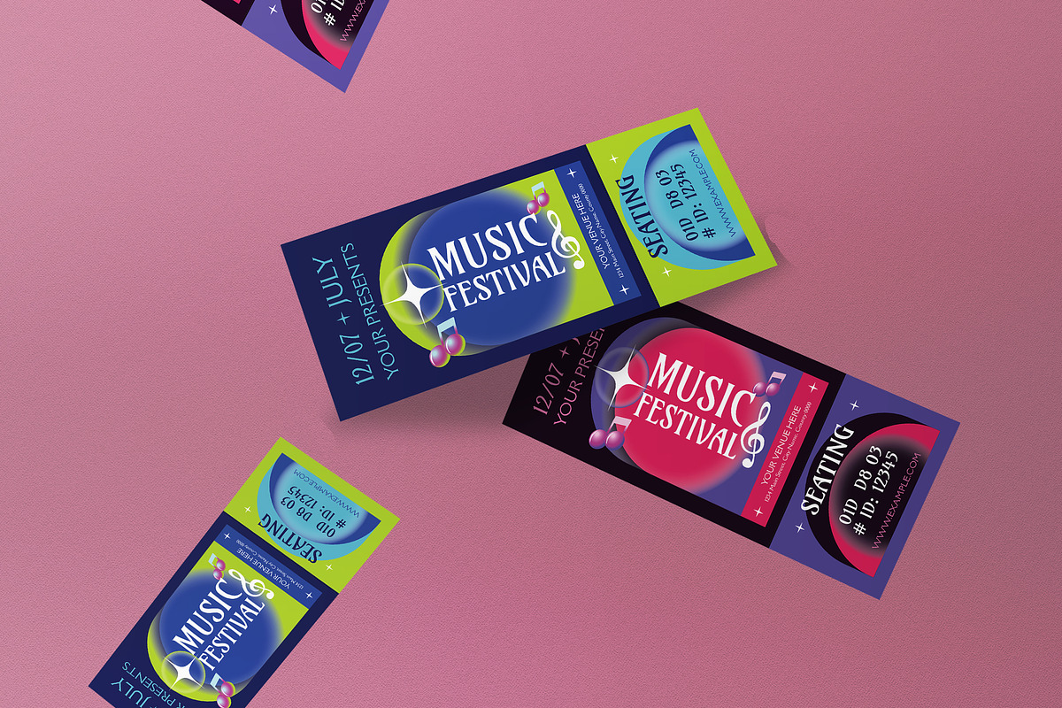 Black 3D Music Fest Ticket, a Card Template by graphicook (Photo 2 of 3)