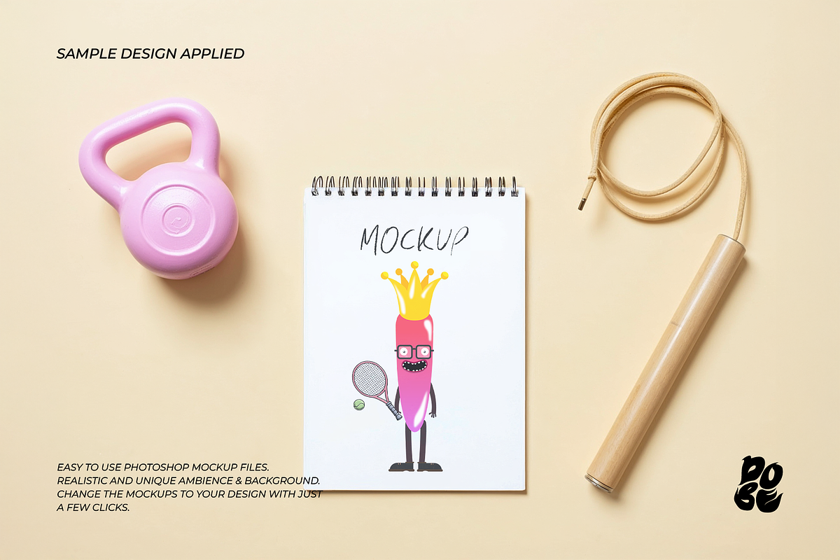 Workout Notepad Mockup Set, a Books & Magazine Mockup by DOBE Studio (Photo 9 of 9)
