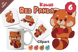 Kawaii Red Panda. T-Shirt, PNG, SVG., an Animal Illustration by KENO Mascots