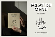 hard light menu mockup : éclat 02, a Merchandise Mockup by Made by Attic (Thumbnail 1 of 3)