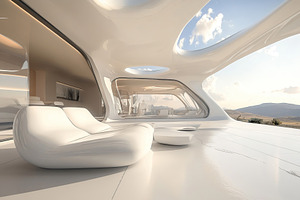 Beautiful futuristic interior of house, an Architecture Photo by AlyaAnd