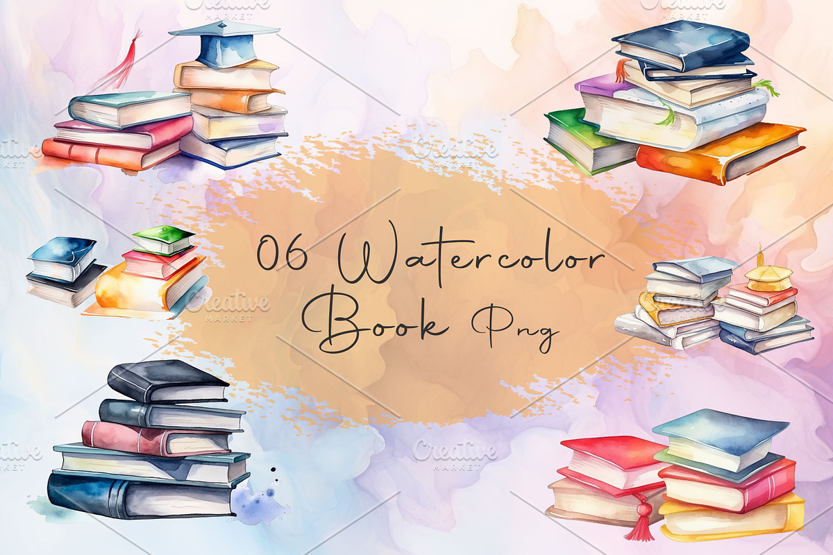 Watercolor book sublimation clipart, an Education Illustration by Shahjahangdb1