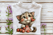 Cute Strawberry Cat PNG Clipart, an Illustration by OK Design (Thumbnail 6 of 6)