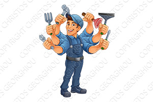 Handyman Cartoon Handy Man Caretaker, a Person Illustration by Christos Georghiou